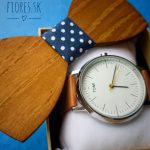 Elegantný drevený set - motýlik hodinky manžetové gombíky 3