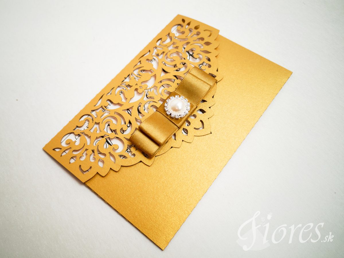 Vyrezávané svadobné oznámenie “Golden letter"