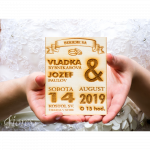 Gravírované drevené svadobné oznámenie "Modern"